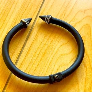 Vita Fede Black Matte Mini Titan Bracelet Cuff with pave crystals